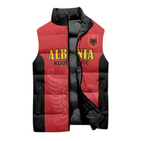 Custom Albania Football Pride Sleeveless Puffer Jacket Kuqezinjte Eagle Red Version - Wonder Print Shop