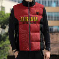 Custom Albania Football Pride Sleeveless Puffer Jacket Kuqezinjte Eagle Red Version - Wonder Print Shop