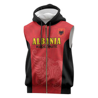 Custom Albania Football Pride Sleeveless Zip Hoodie Kuqezinjte Eagle Red Version - Wonder Print Shop