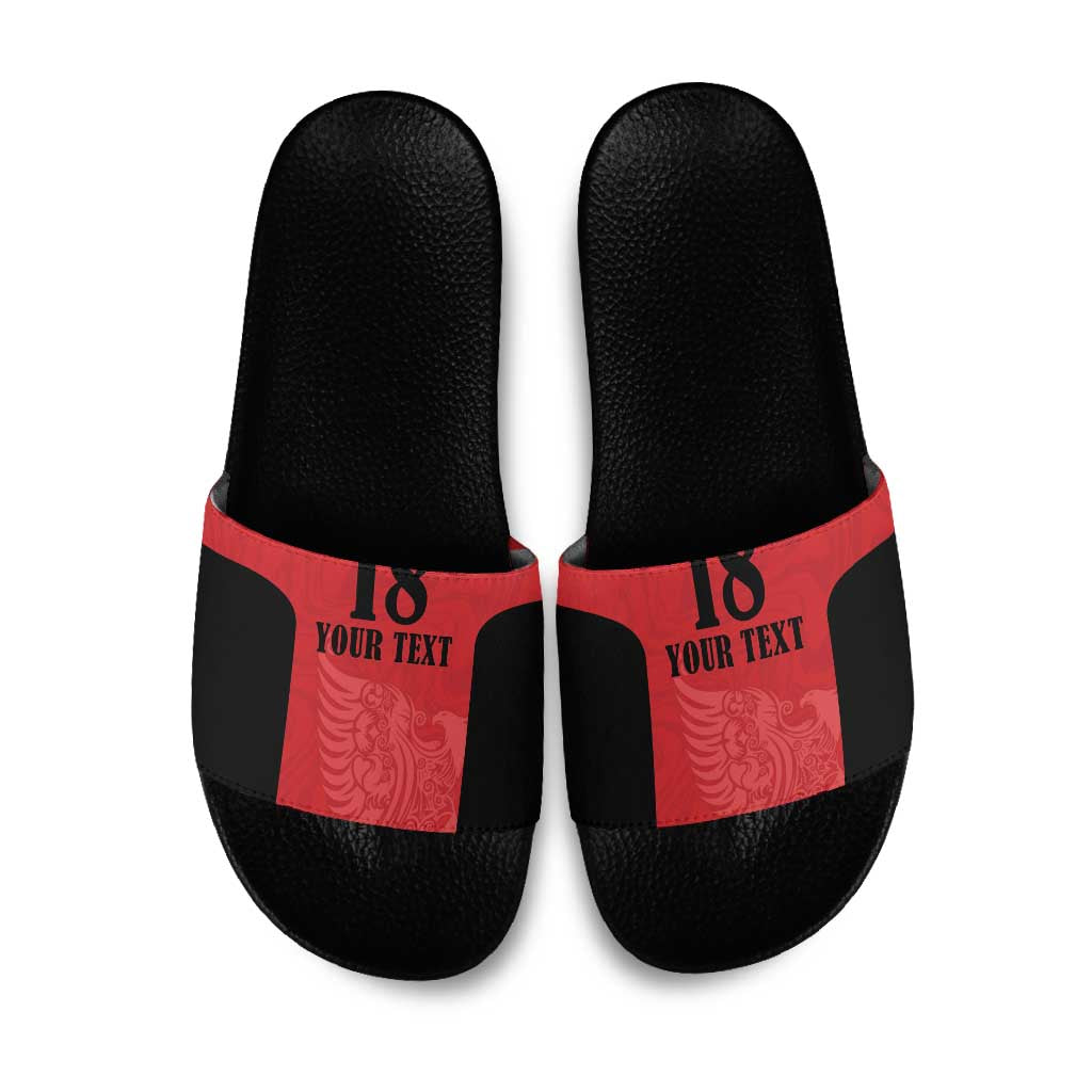 Custom Albania Football Pride Slide Sandals Kuqezinjte Eagle Red Version - Wonder Print Shop