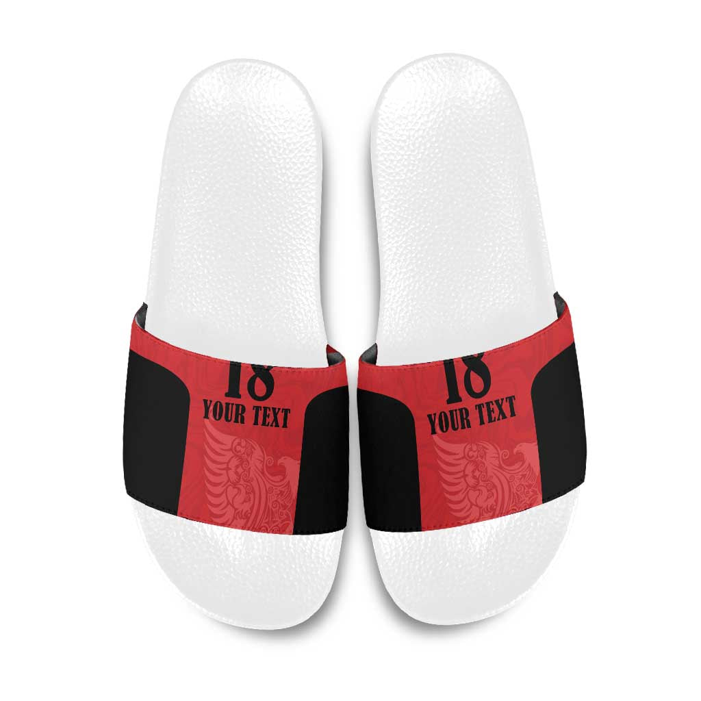 Custom Albania Football Pride Slide Sandals Kuqezinjte Eagle Red Version - Wonder Print Shop