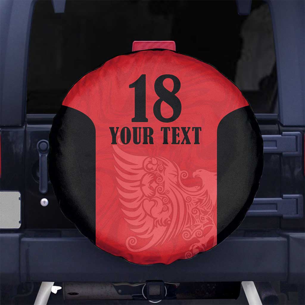 Custom Albania Football Pride Spare Tire Cover Kuqezinjte Eagle Red Version - Wonder Print Shop