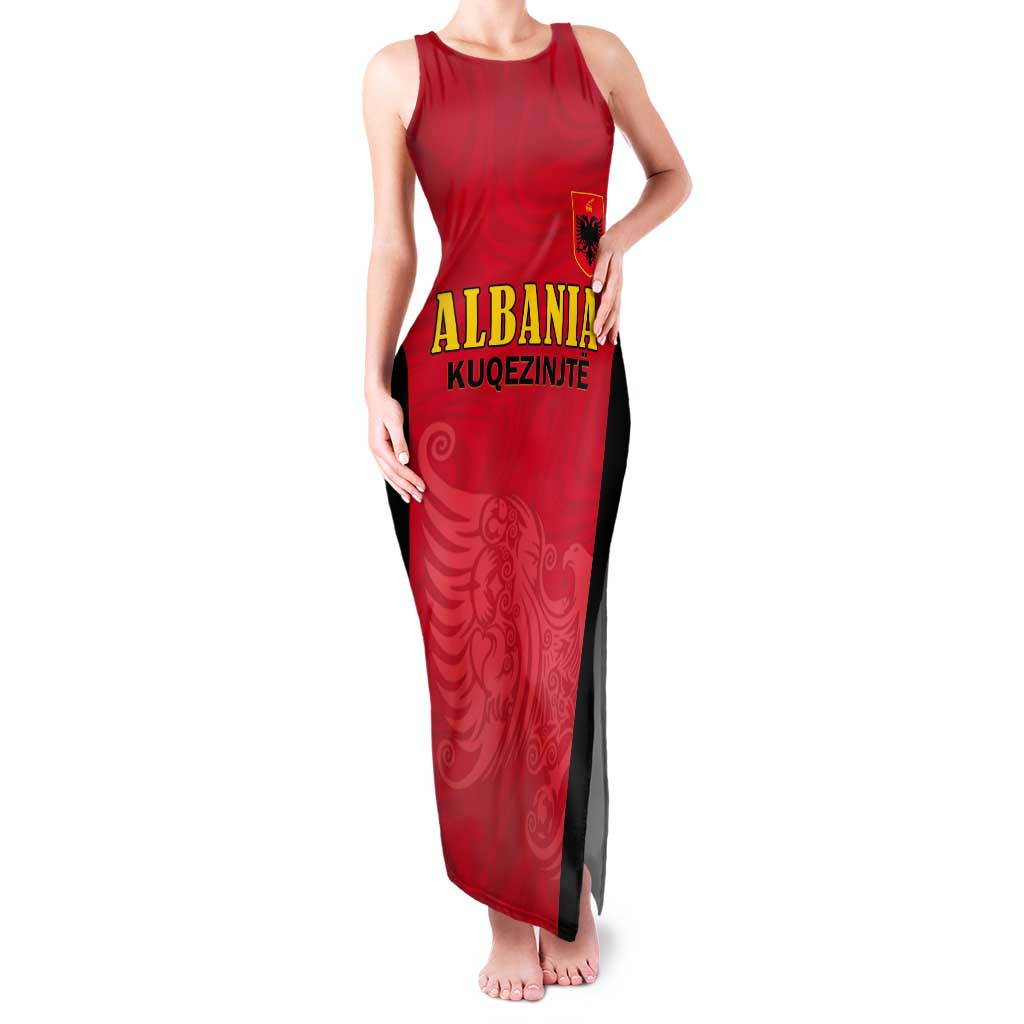 Custom Albania Football Pride Tank Maxi Dress Kuqezinjte Eagle Red Version - Wonder Print Shop