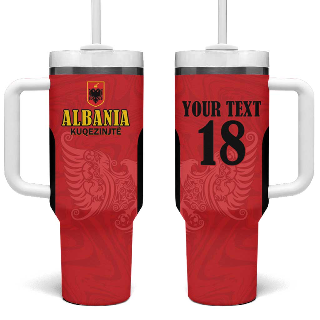 Custom Albania Football Pride Tumbler With Handle Kuqezinjte Eagle Red Version - Wonder Print Shop