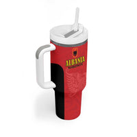 Custom Albania Football Pride Tumbler With Handle Kuqezinjte Eagle Red Version - Wonder Print Shop
