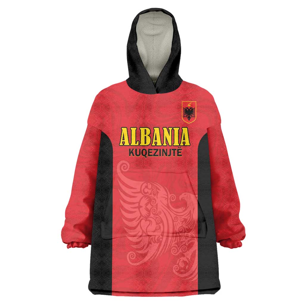 Custom Albania Football Pride Wearable Blanket Hoodie Kuqezinjte Eagle Red Version - Wonder Print Shop