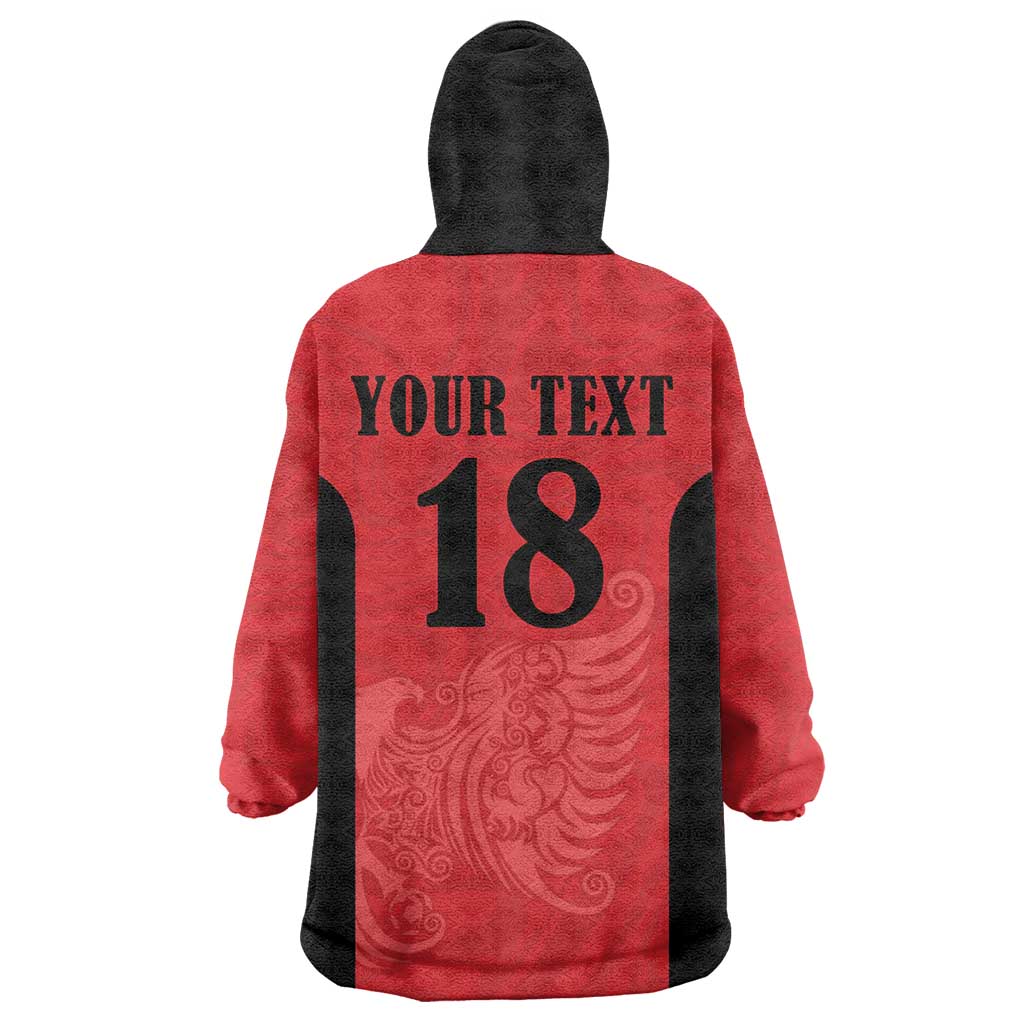 Custom Albania Football Pride Wearable Blanket Hoodie Kuqezinjte Eagle Red Version - Wonder Print Shop