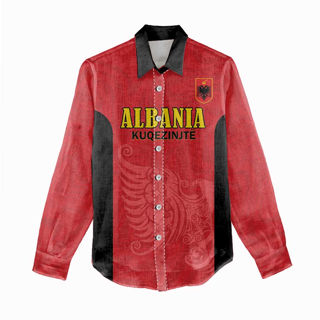 Custom Albania Football Pride Women Casual Shirt Kuqezinjte Eagle Red Version - Wonder Print Shop