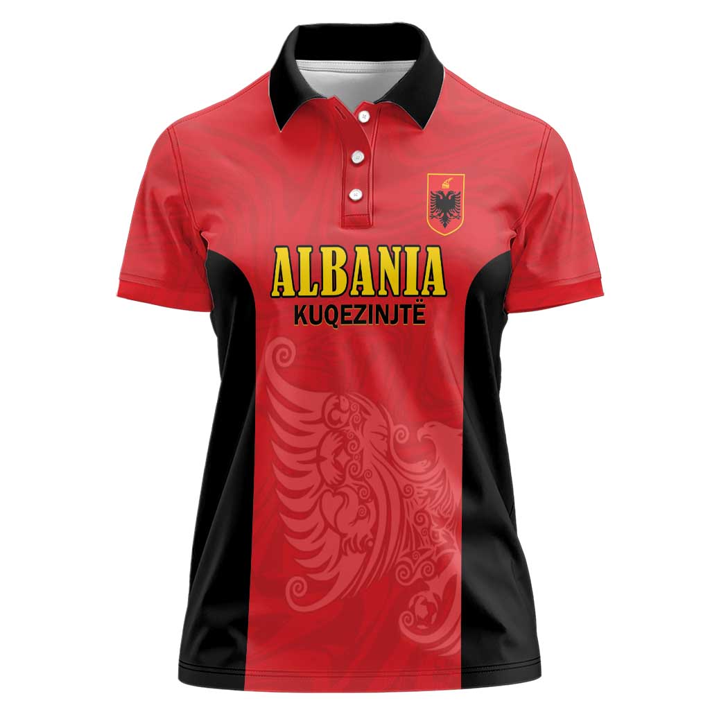 Custom Albania Football Pride Women Polo Shirt Kuqezinjte Eagle Red Version - Wonder Print Shop