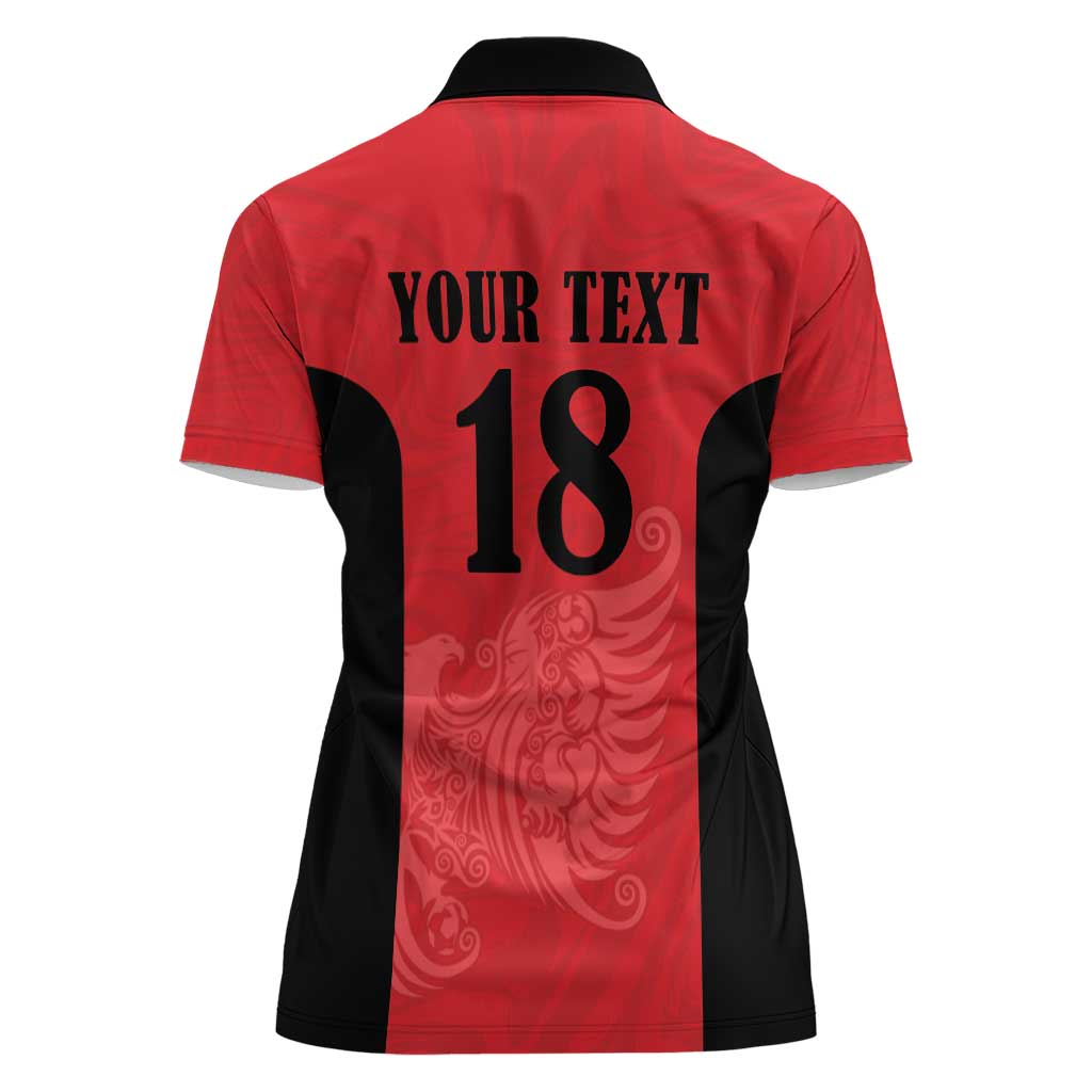 Custom Albania Football Pride Women Polo Shirt Kuqezinjte Eagle Red Version - Wonder Print Shop