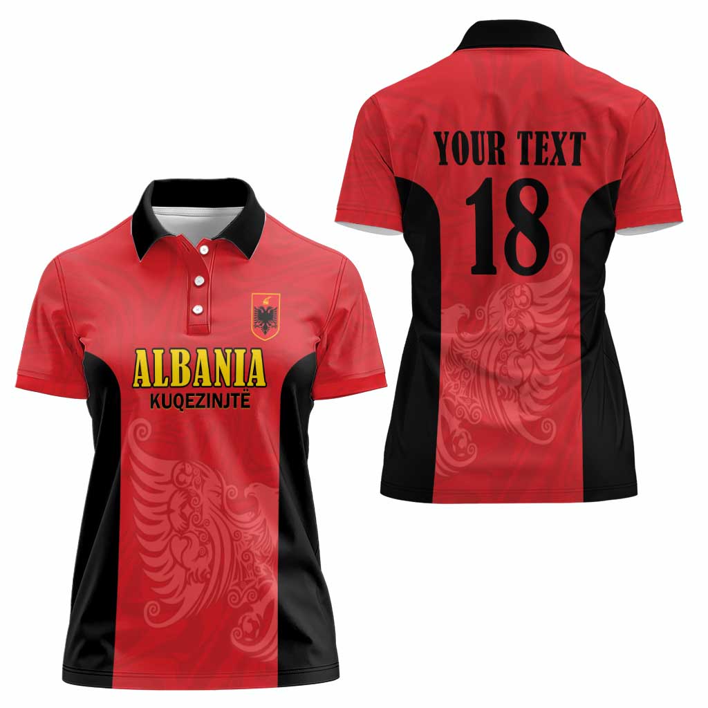 Custom Albania Football Pride Women Polo Shirt Kuqezinjte Eagle Red Version - Wonder Print Shop
