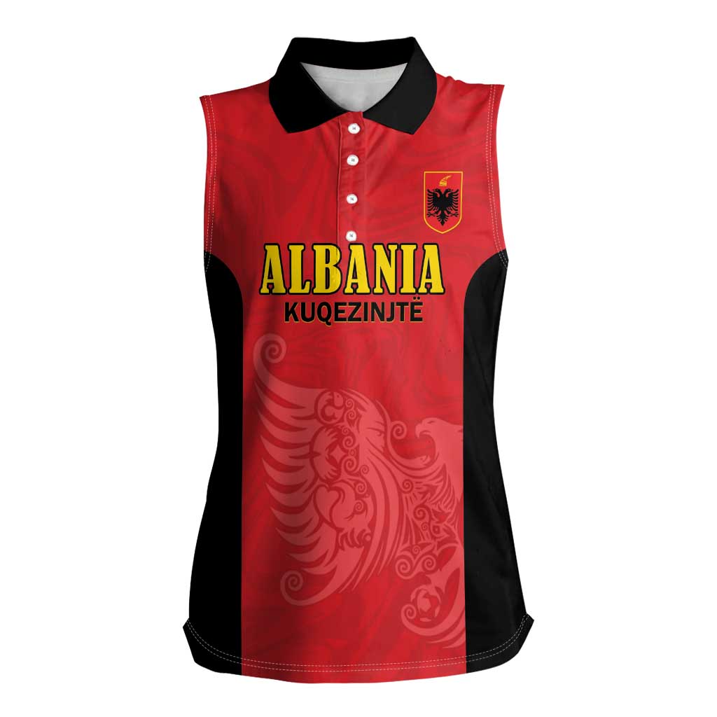 Custom Albania Football Pride Women Sleeveless Polo Shirt Kuqezinjte Eagle Red Version - Wonder Print Shop