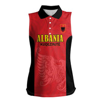 Custom Albania Football Pride Women Sleeveless Polo Shirt Kuqezinjte Eagle Red Version - Wonder Print Shop