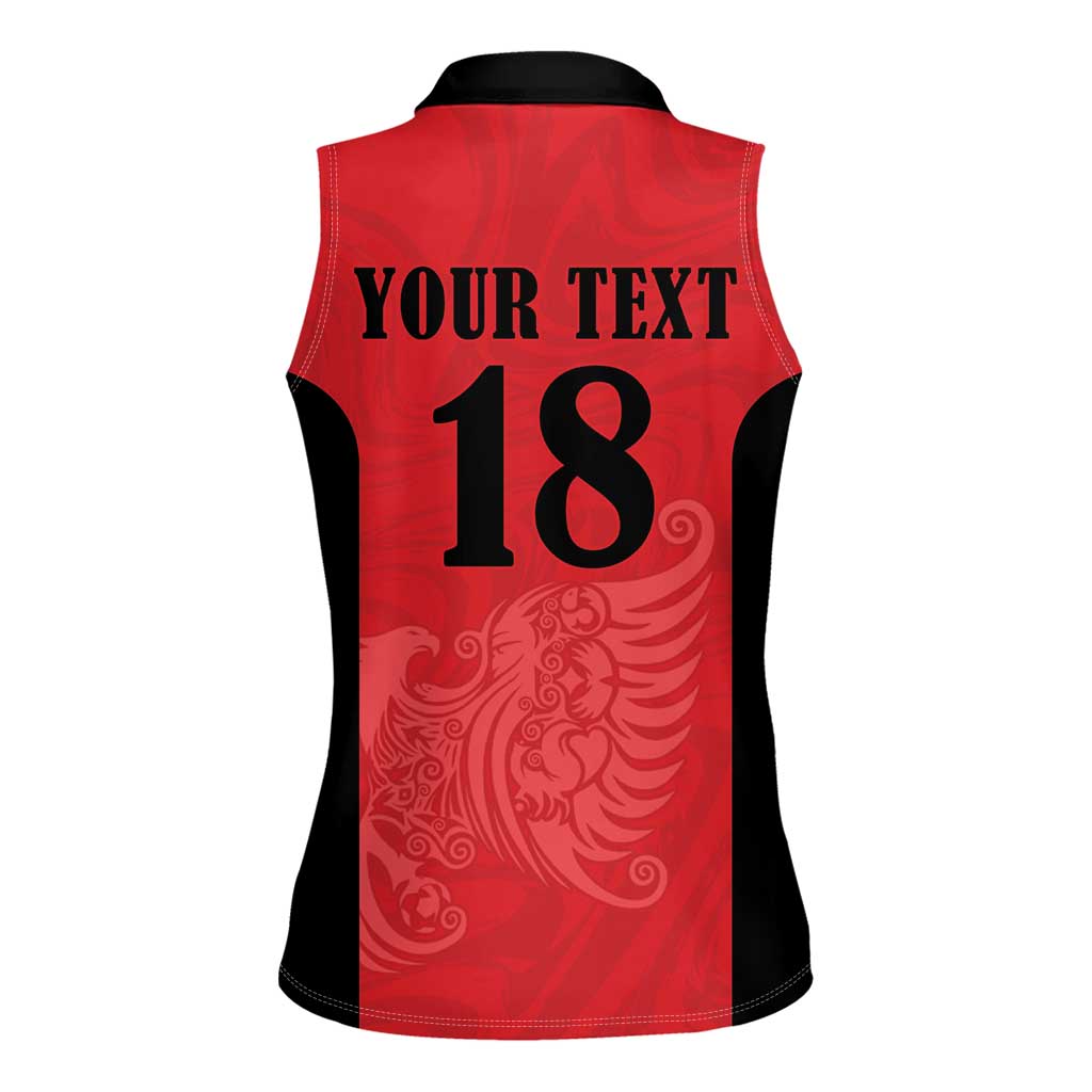 Custom Albania Football Pride Women Sleeveless Polo Shirt Kuqezinjte Eagle Red Version - Wonder Print Shop