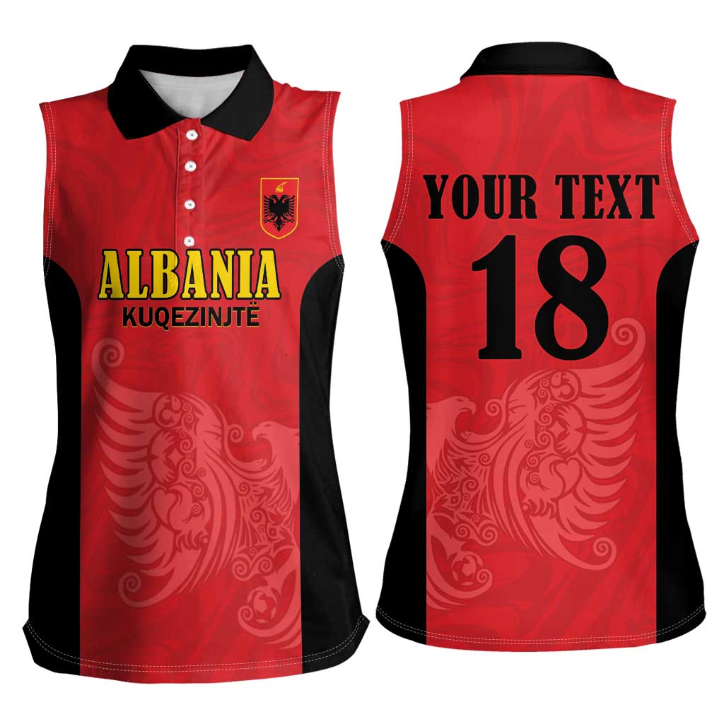 Custom Albania Football Pride Women Sleeveless Polo Shirt Kuqezinjte Eagle Red Version - Wonder Print Shop