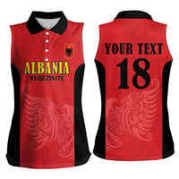 Custom Albania Football Pride Women Sleeveless Polo Shirt Kuqezinjte Eagle Red Version - Wonder Print Shop