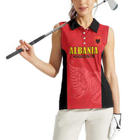 Custom Albania Football Pride Women Sleeveless Polo Shirt Kuqezinjte Eagle Red Version - Wonder Print Shop