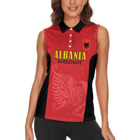Custom Albania Football Pride Women Sleeveless Polo Shirt Kuqezinjte Eagle Red Version - Wonder Print Shop