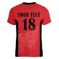 Custom Albania Football Pride Women V-Neck T-Shirt Kuqezinjte Eagle Red Version - Wonder Print Shop