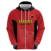 Custom Albania Football Pride Zip Hoodie Kuqezinjte Eagle Red Version - Wonder Print Shop