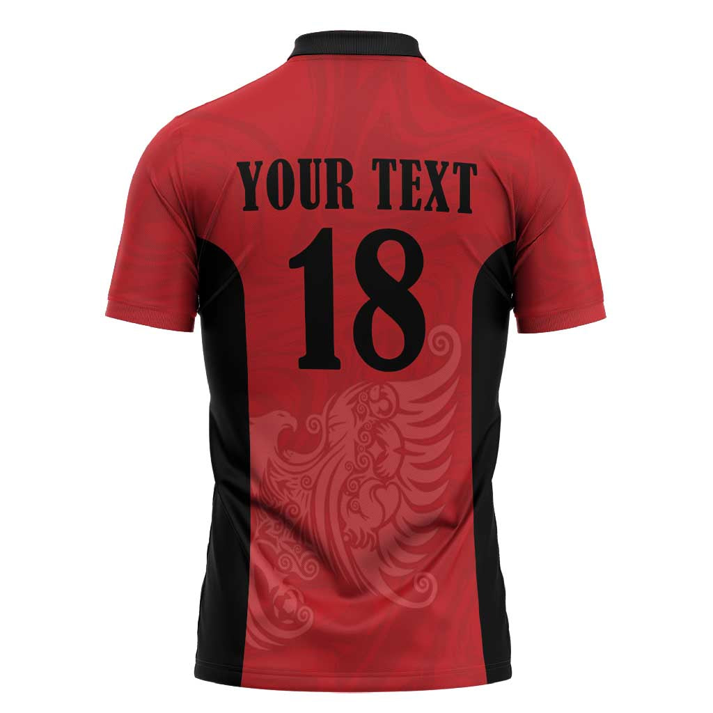 Custom Albania Football Pride Zipper Polo Shirt Kuqezinjte Eagle Red Version - Wonder Print Shop