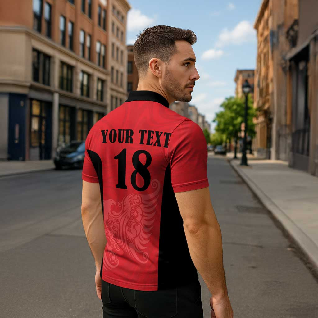 Custom Albania Football Pride Zipper Polo Shirt Kuqezinjte Eagle Red Version - Wonder Print Shop