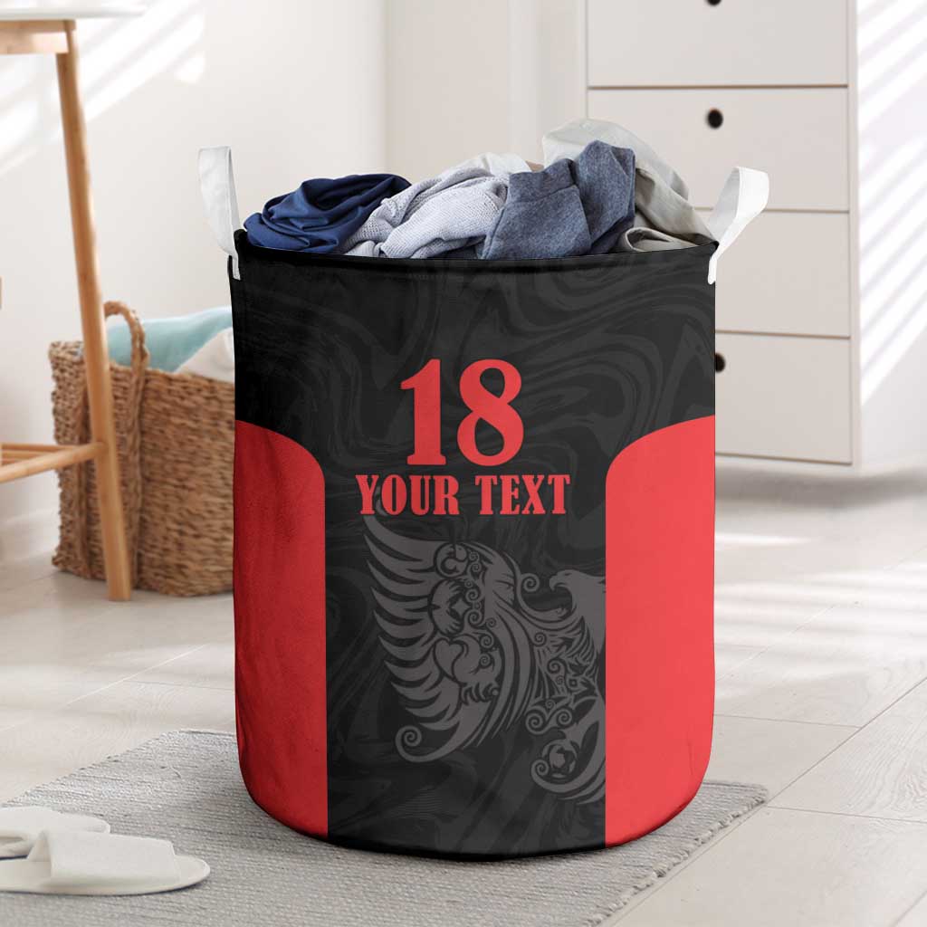 Custom Albania Football Pride Laundry Basket Kuqezinjte Eagle Black Version - Wonder Print Shop