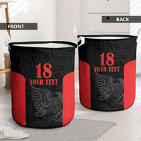 Custom Albania Football Pride Laundry Basket Kuqezinjte Eagle Black Version - Wonder Print Shop