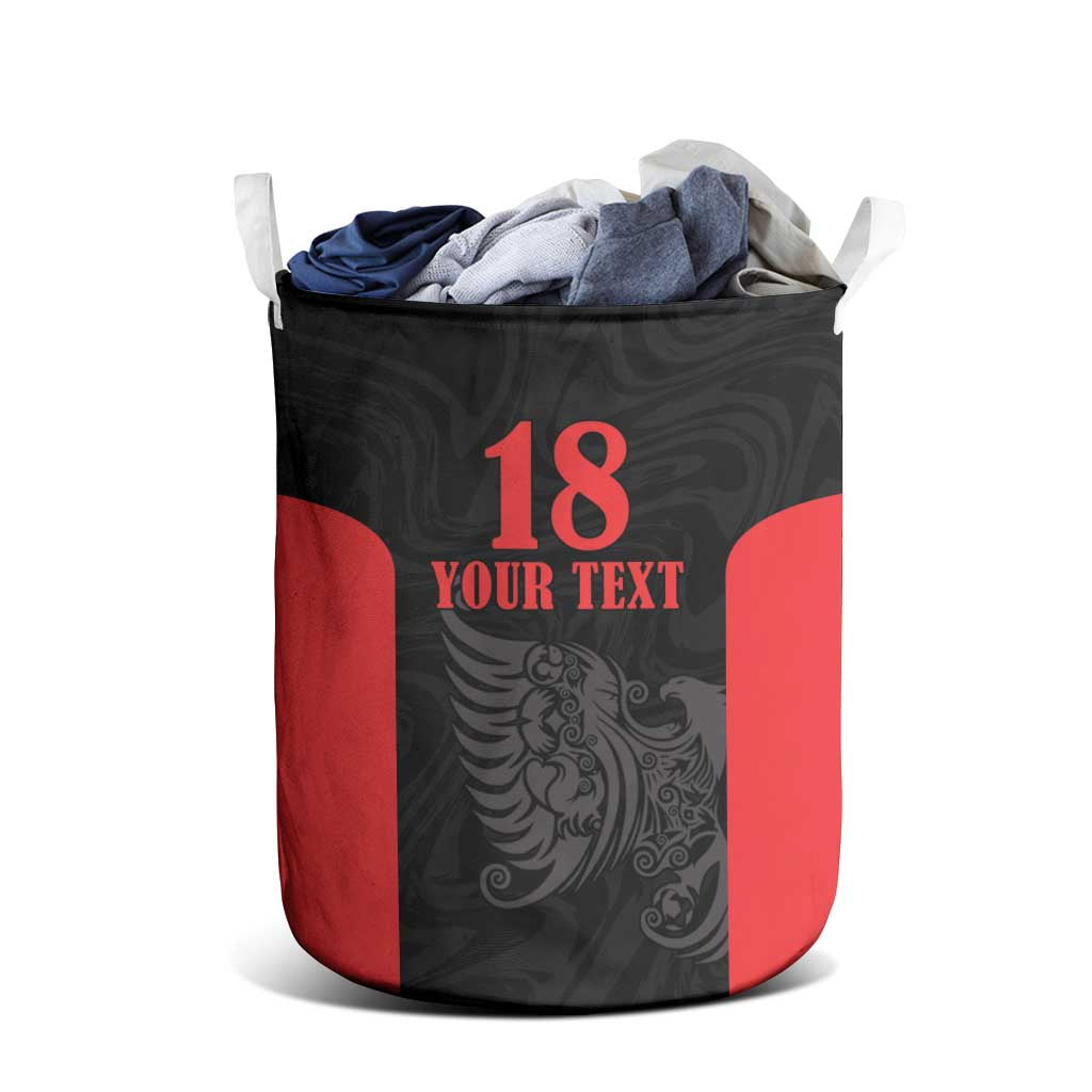 Custom Albania Football Pride Laundry Basket Kuqezinjte Eagle Black Version - Wonder Print Shop