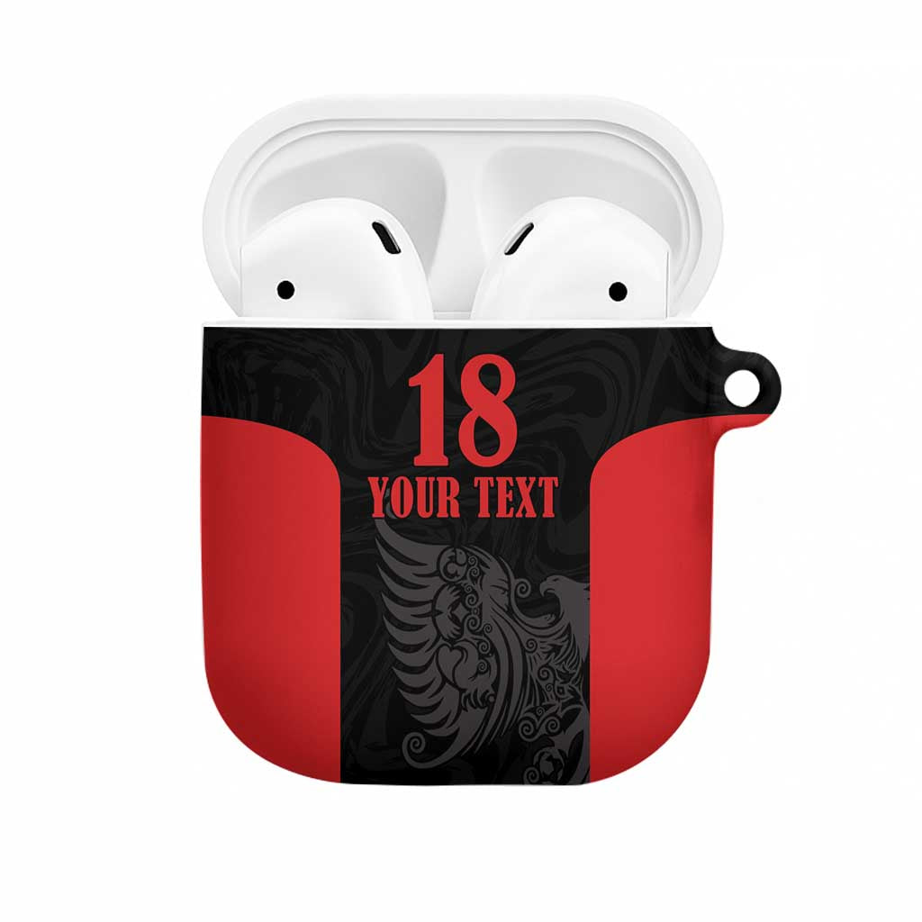 Custom Albania Football Pride AirPods Case Kuqezinjte Eagle Black Version - Wonder Print Shop