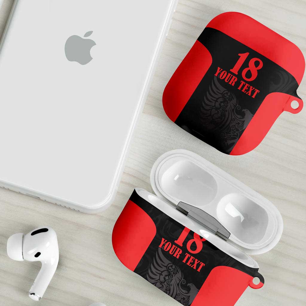 Custom Albania Football Pride AirPods Case Kuqezinjte Eagle Black Version - Wonder Print Shop