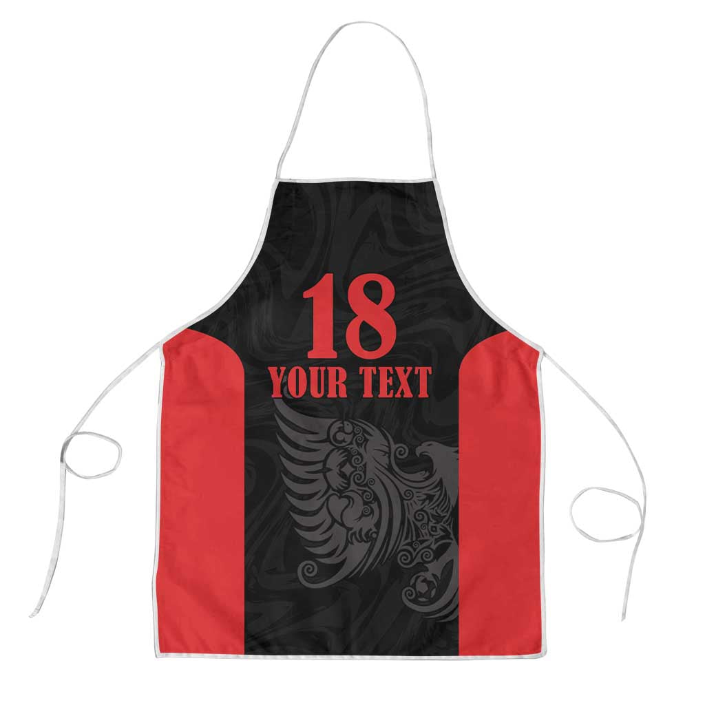 Custom Albania Football Pride Apron Kuqezinjte Eagle Black Version - Wonder Print Shop