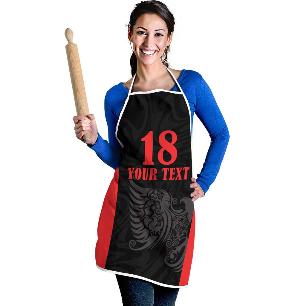 Custom Albania Football Pride Apron Kuqezinjte Eagle Black Version - Wonder Print Shop