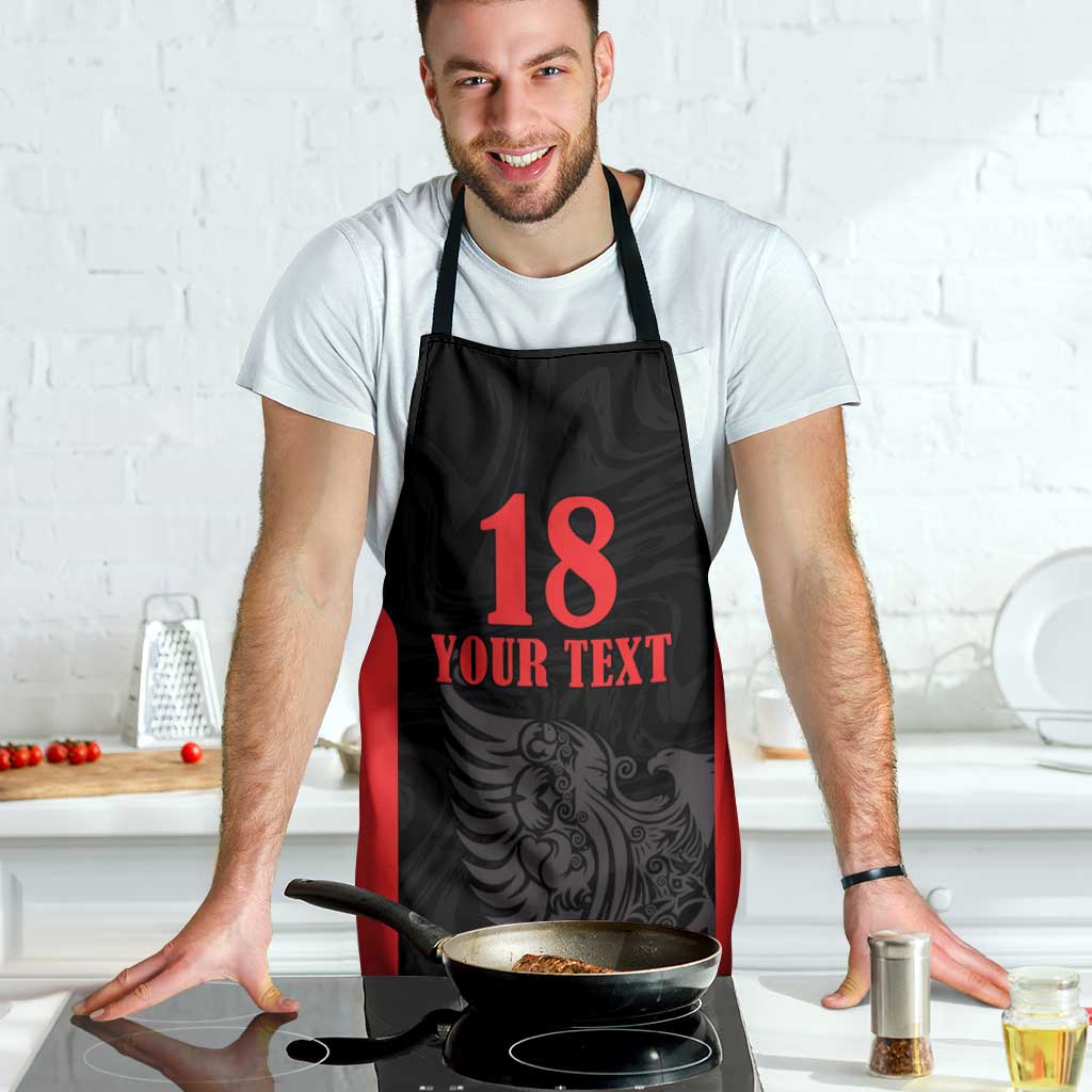 Custom Albania Football Pride Apron Kuqezinjte Eagle Black Version - Wonder Print Shop