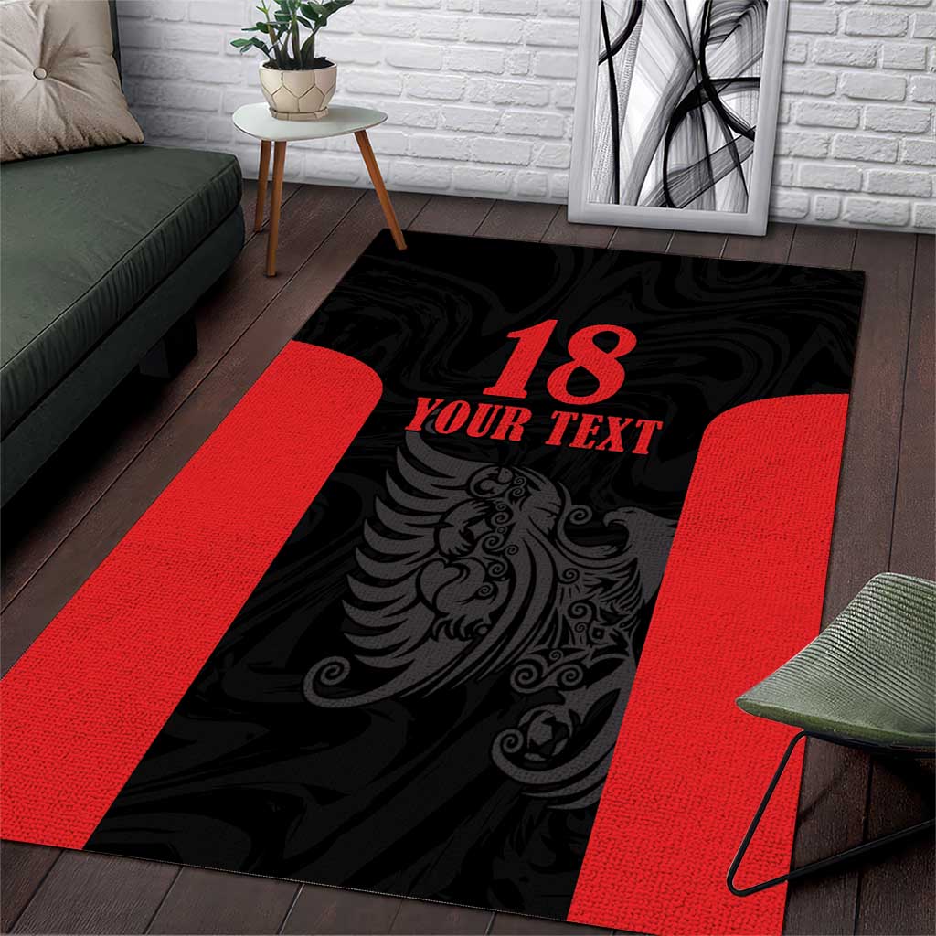 Custom Albania Football Pride Area Rug Kuqezinjte Eagle Black Version - Wonder Print Shop
