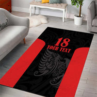 Custom Albania Football Pride Area Rug Kuqezinjte Eagle Black Version - Wonder Print Shop