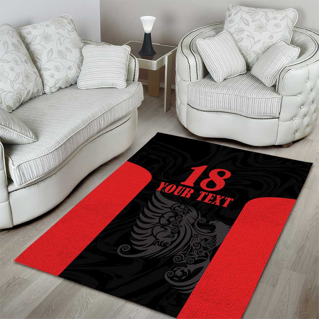 Custom Albania Football Pride Area Rug Kuqezinjte Eagle Black Version - Wonder Print Shop