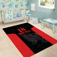 Custom Albania Football Pride Area Rug Kuqezinjte Eagle Black Version - Wonder Print Shop
