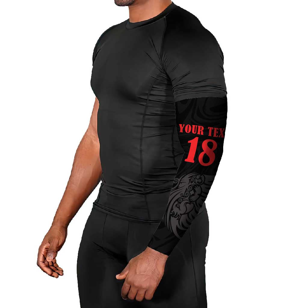 Custom Albania Football Pride Arm Sleeves Kuqezinjte Eagle Black Version - Wonder Print Shop