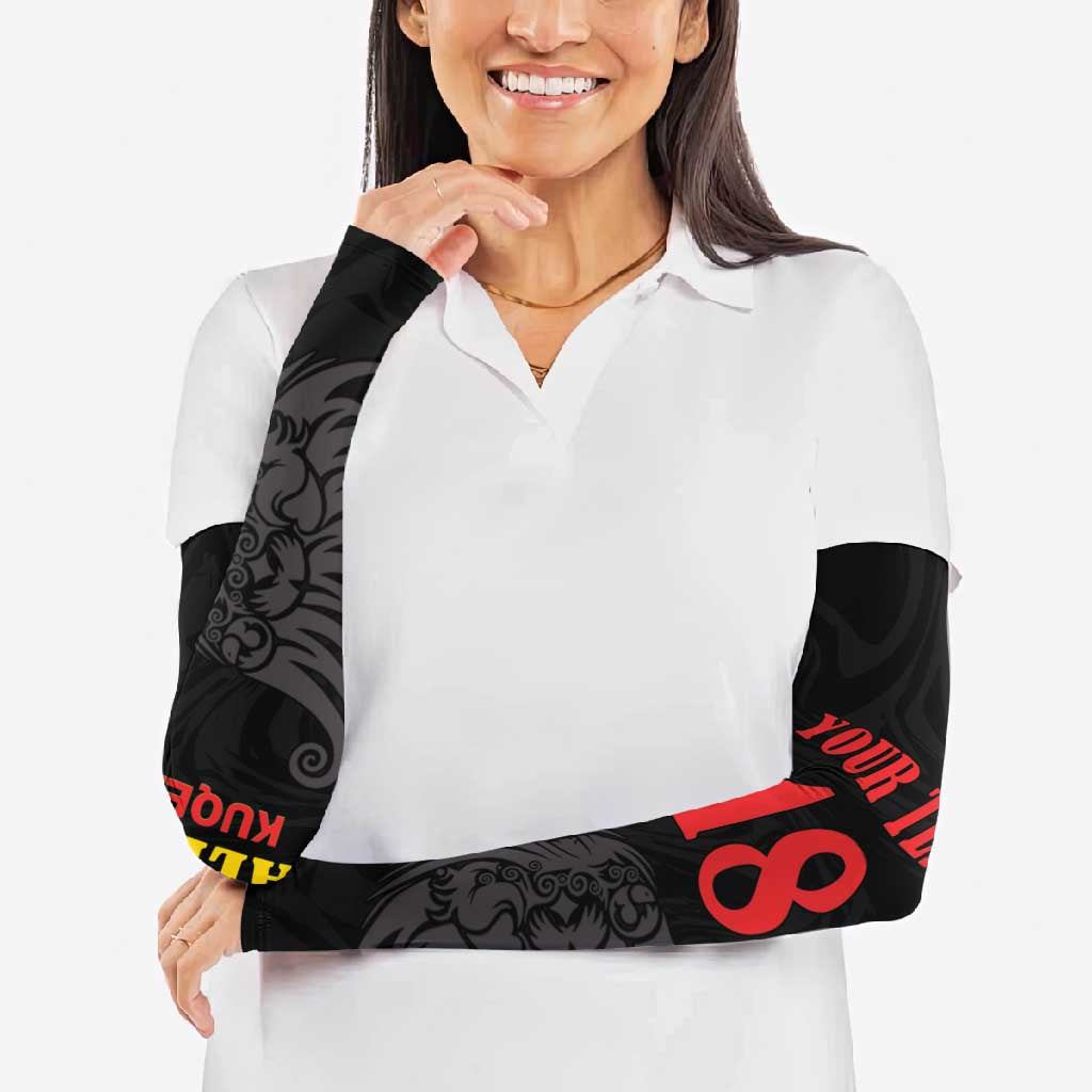 Custom Albania Football Pride Arm Sleeves Kuqezinjte Eagle Black Version - Wonder Print Shop