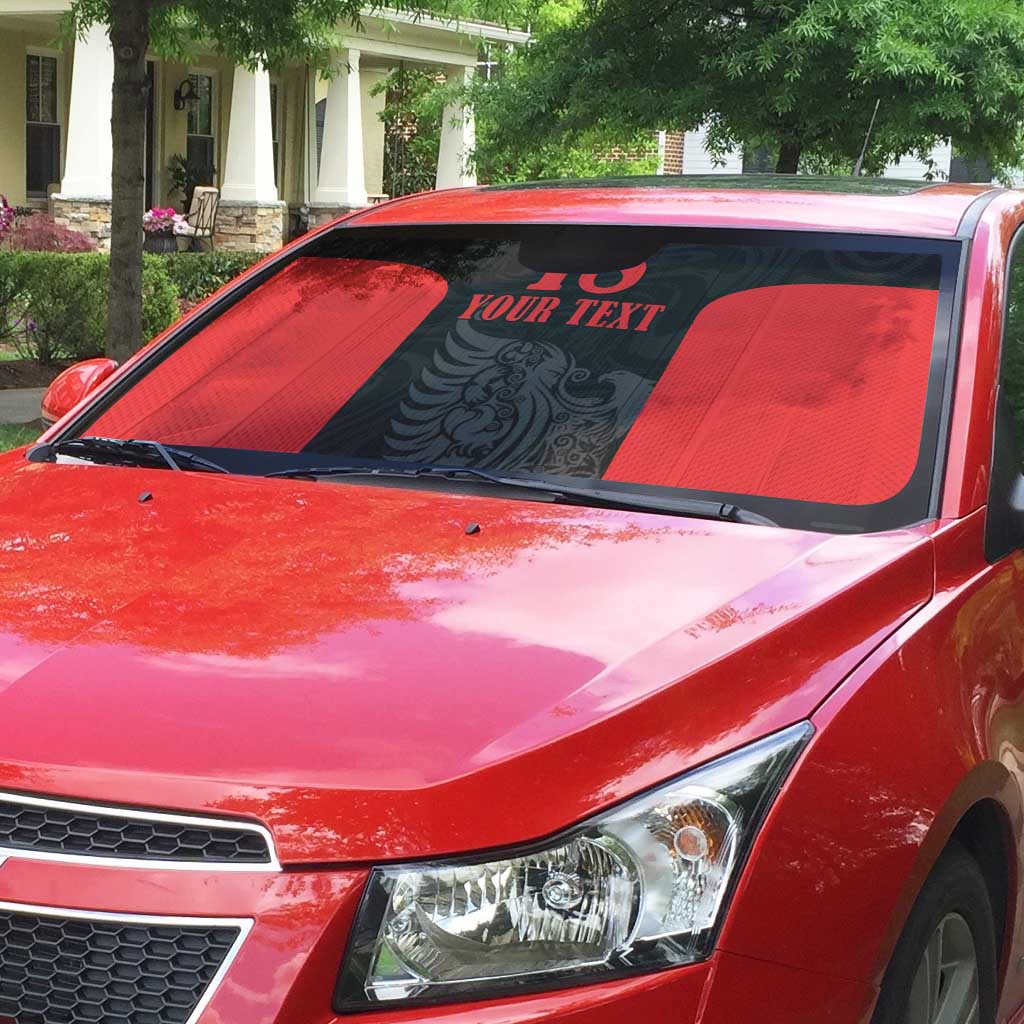 Custom Albania Football Pride Auto Sun Shade Kuqezinjte Eagle Black Version - Wonder Print Shop