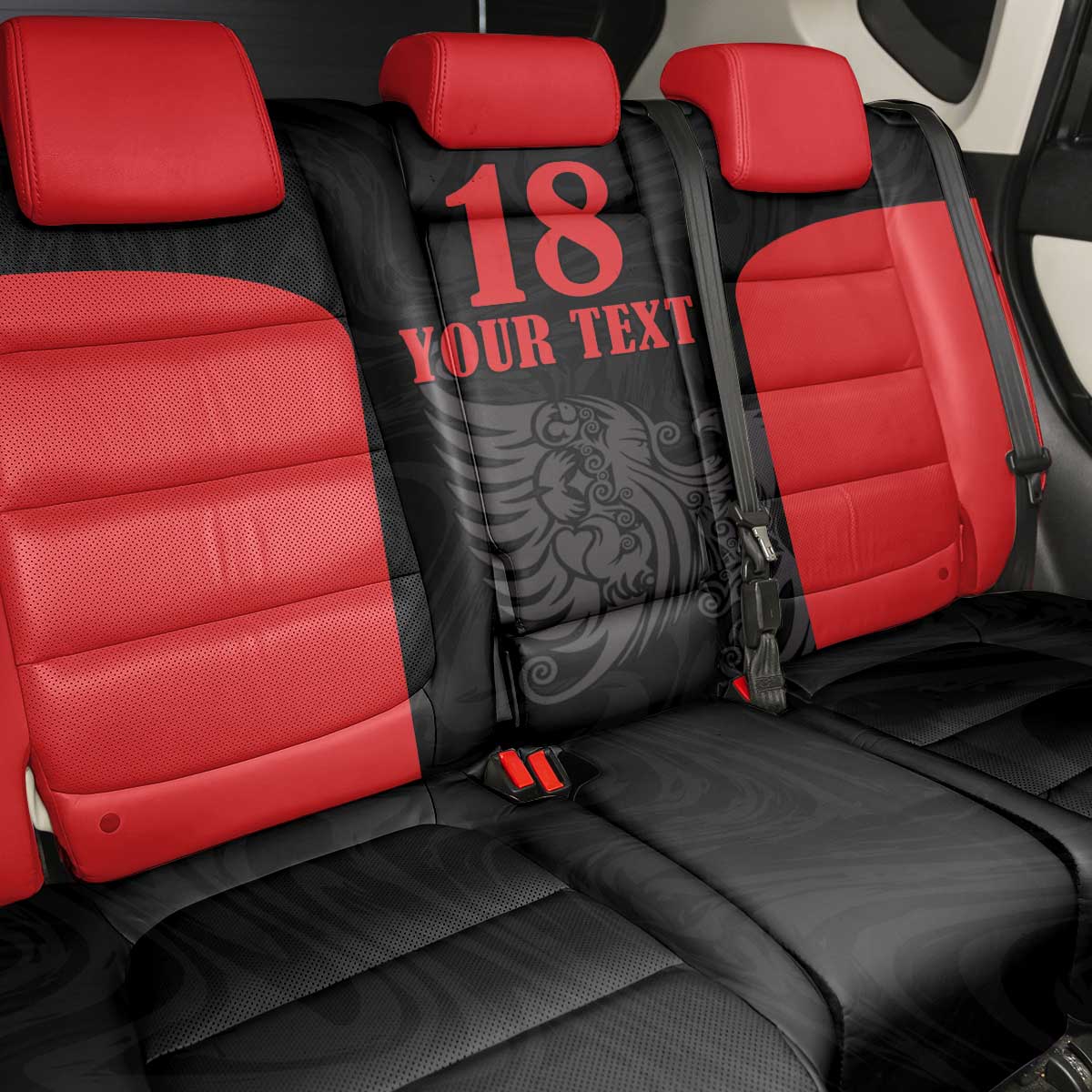 Custom Albania Football Pride Back Car Seat Cover Kuqezinjte Eagle Black Version - Wonder Print Shop