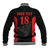 Custom Albania Football Pride Baseball Jacket Kuqezinjte Eagle Black Version - Wonder Print Shop