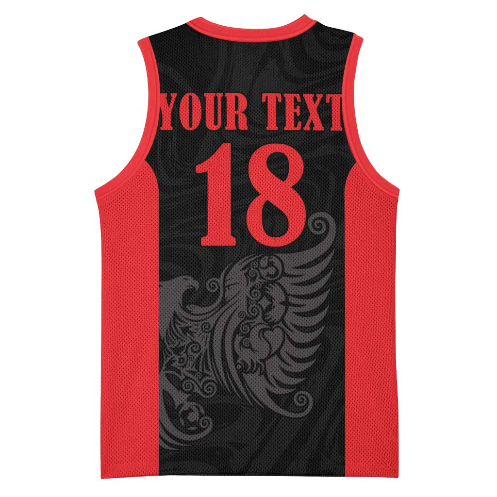 Custom Albania Football Pride Basketball Jersey Kuqezinjte Eagle Black Version - Wonder Print Shop