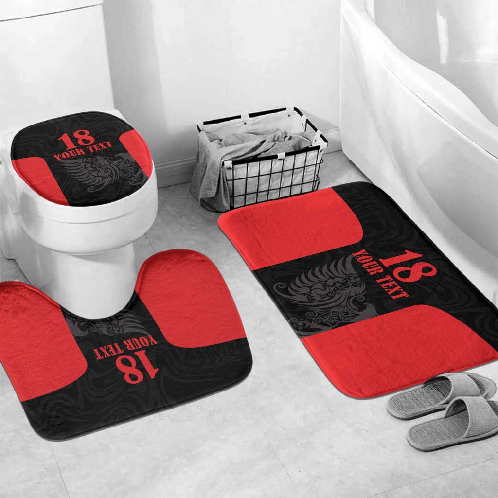 Custom Albania Football Pride Bathroom Set Kuqezinjte Eagle Black Version - Wonder Print Shop