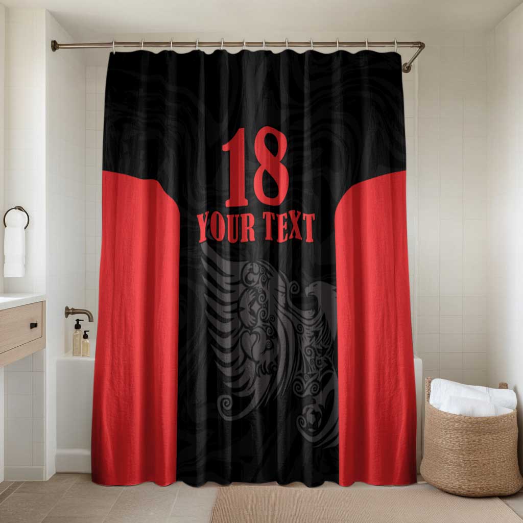 Custom Albania Football Pride Bathroom Set Kuqezinjte Eagle Black Version - Wonder Print Shop