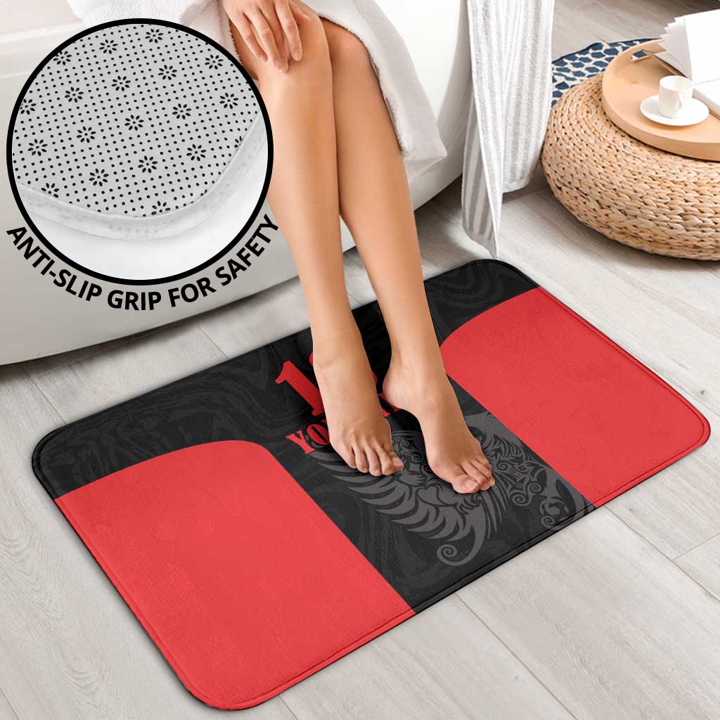 Custom Albania Football Pride Bathroom Set Kuqezinjte Eagle Black Version - Wonder Print Shop