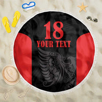 Custom Albania Football Pride Beach Blanket Kuqezinjte Eagle Black Version - Wonder Print Shop
