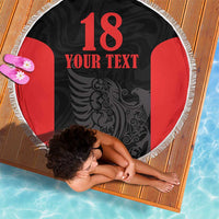 Custom Albania Football Pride Beach Blanket Kuqezinjte Eagle Black Version - Wonder Print Shop