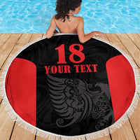 Custom Albania Football Pride Beach Blanket Kuqezinjte Eagle Black Version - Wonder Print Shop